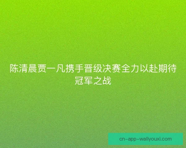 陈清晨贾一凡携手晋级决赛全力以赴期待冠军之战